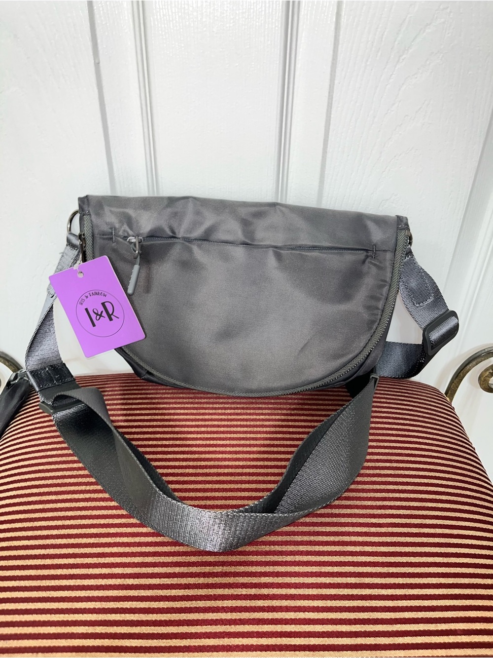 Iris & Rainbow Dark Grey Pockets Full of Hope Crossbody Bag with Coin Wallet - Picture 2 of 10